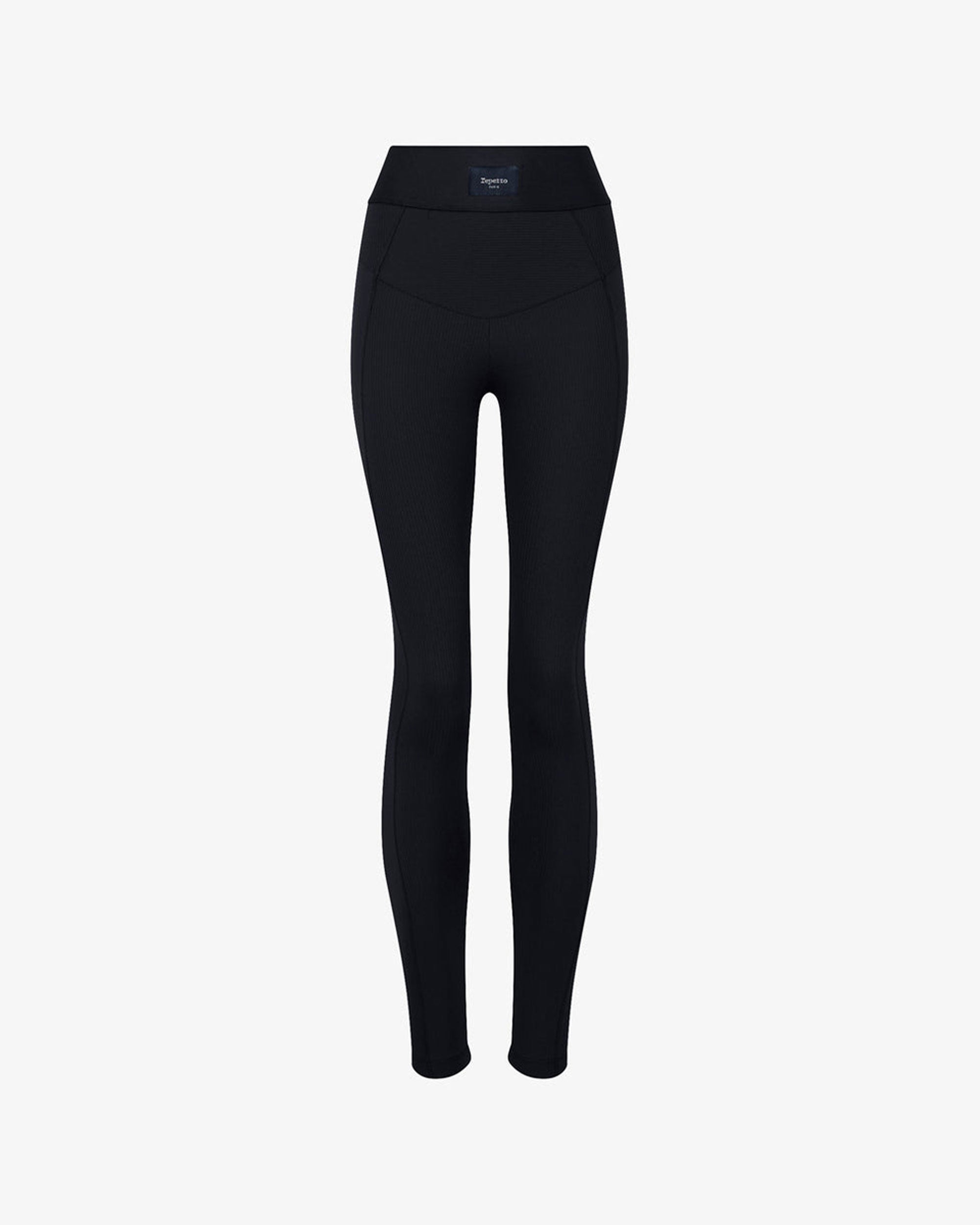 Crop top and Women's Sportswear Leggings in black microfiber with push-up,  supportive, ribbed modeling effect, made in Italy.