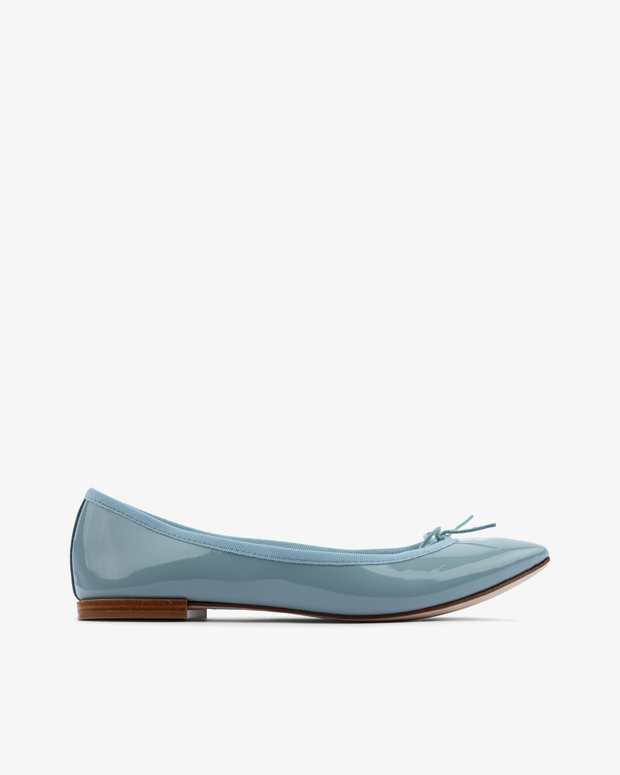Ballerines Cendrillon cuir verni Bleu Everest Repetto Paris