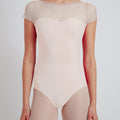 Short sleeves leotard with fishnet details