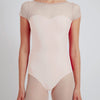 Short sleeves leotard with fishnet details