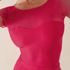 Short sleeves leotard with fishnet details