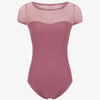 Short sleeves leotard with fishnet details