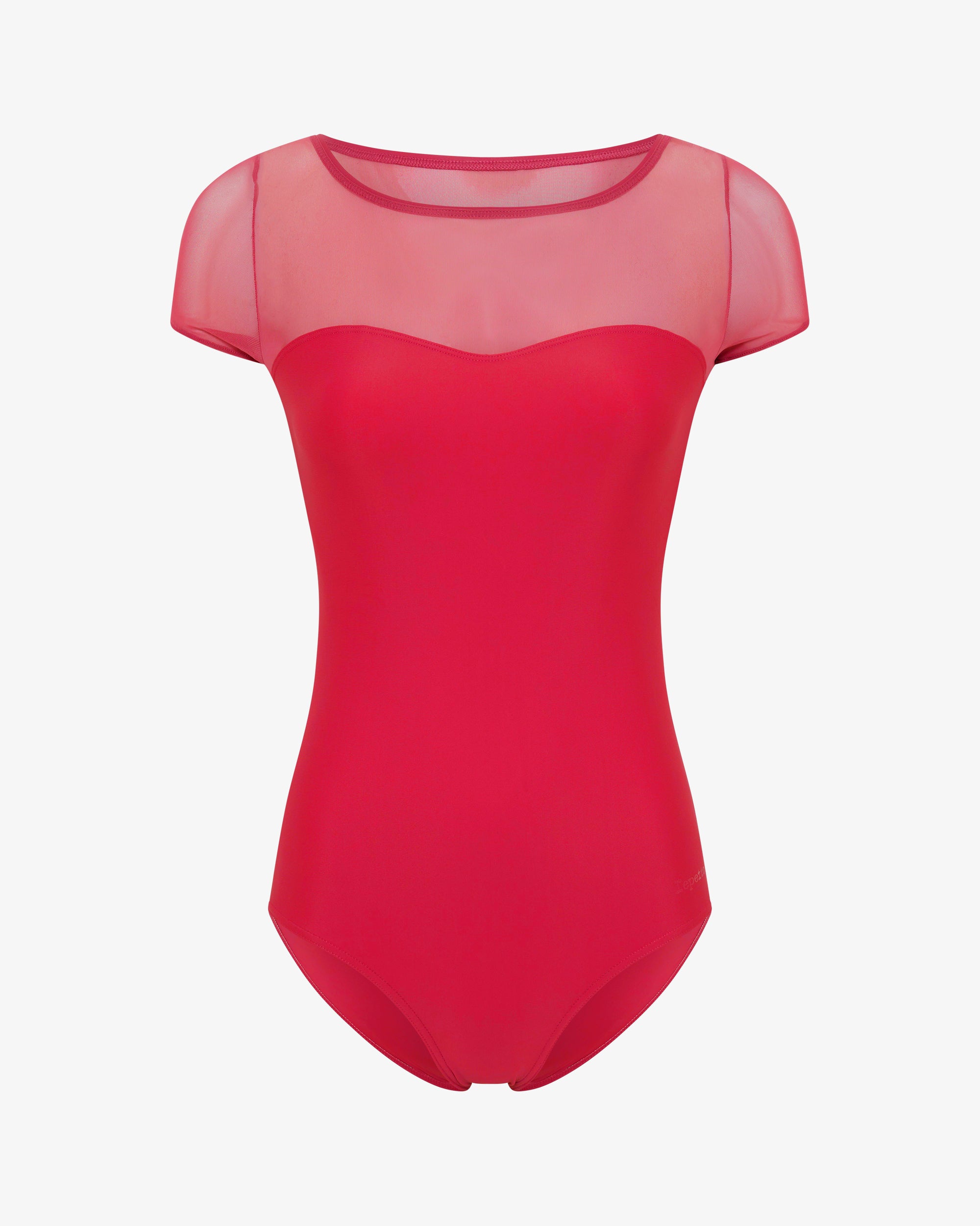 Two-tone short sleeve leotard with mesh - Kids
