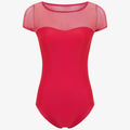 Two-tone short sleeve leotard with mesh - Kids