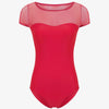 Two-tone short sleeve leotard with mesh - Kids