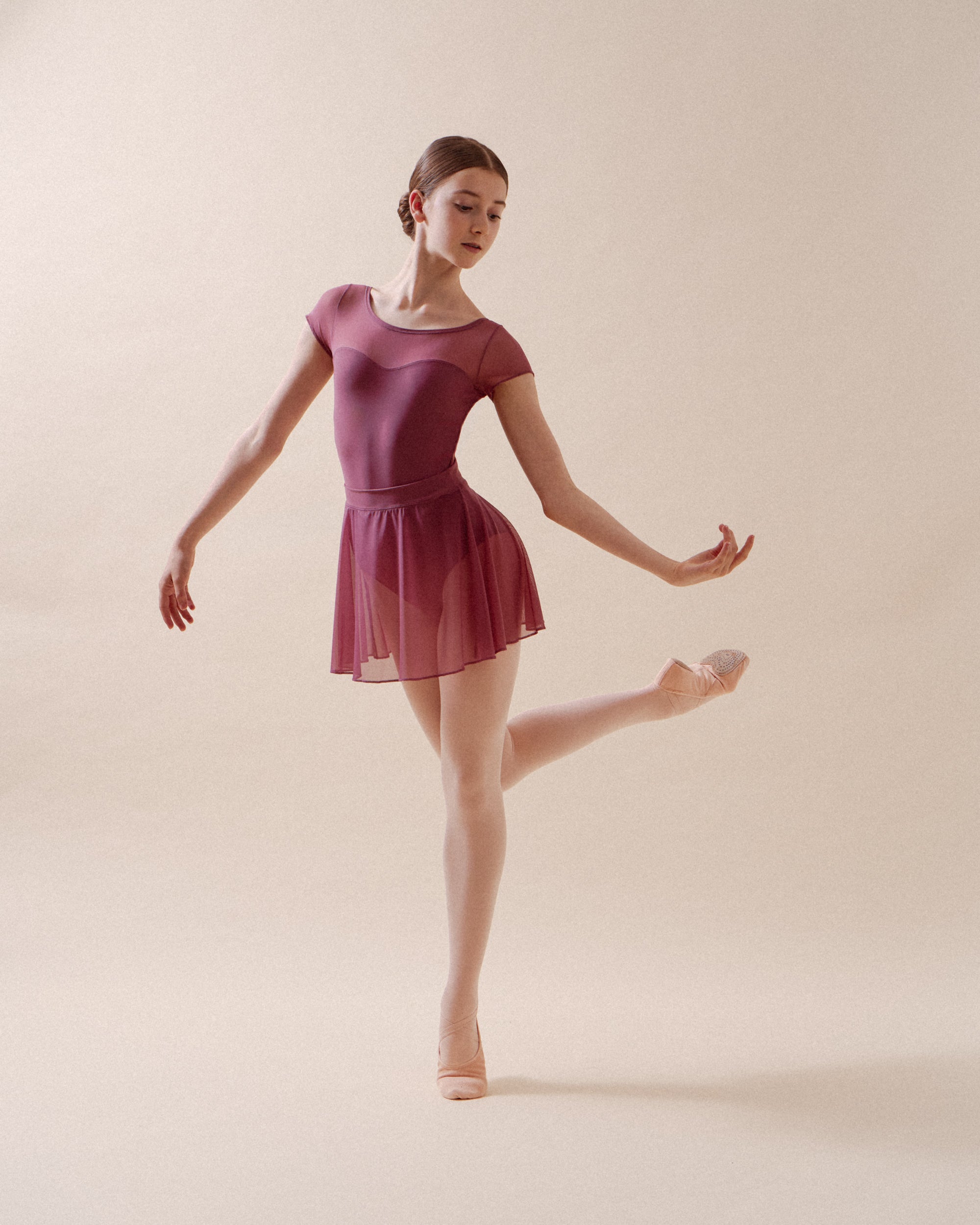 Two-tone short sleeve leotard with mesh - Kids