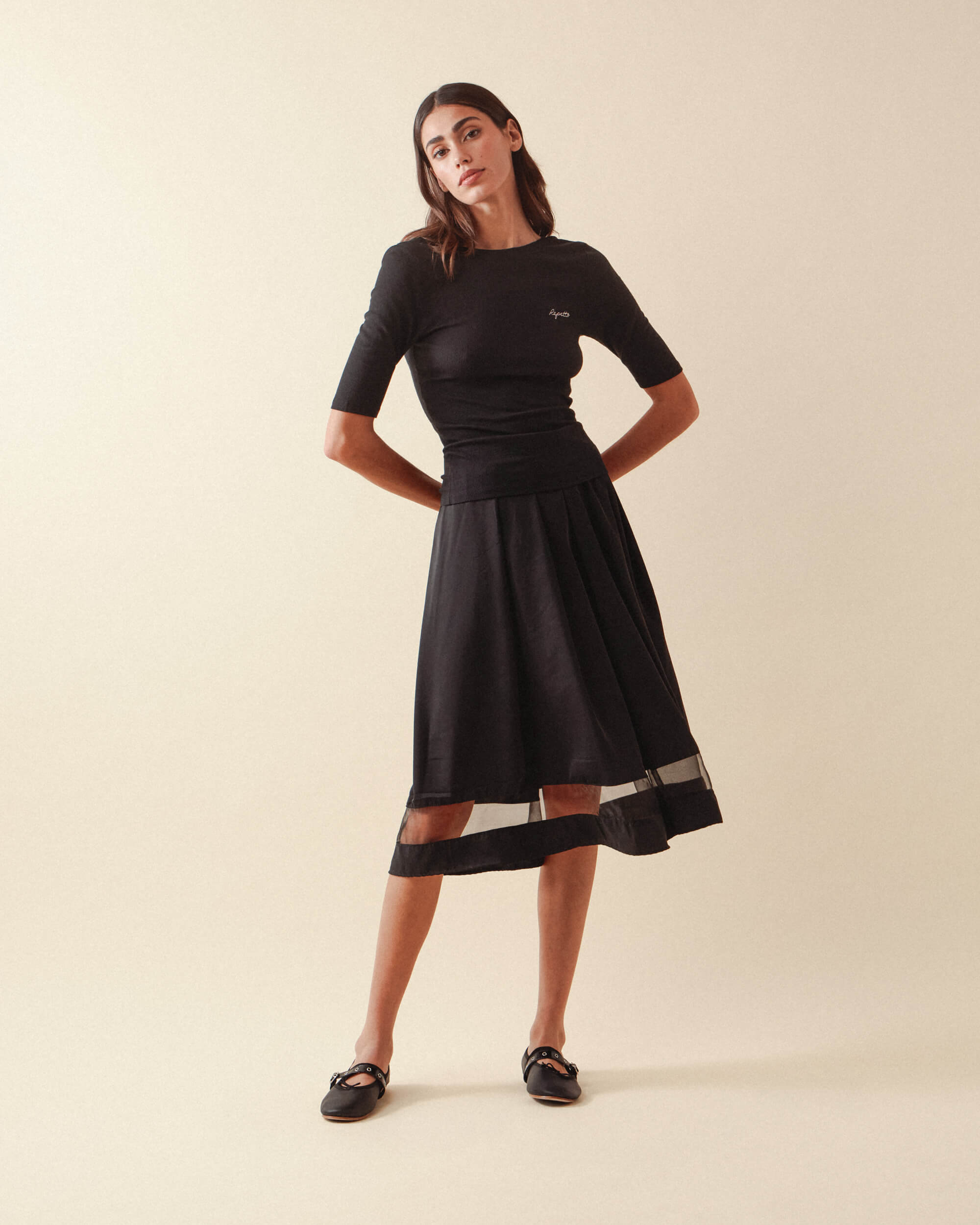 Signature tulle midi skirt