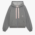 Zipped hoodie with satin stripe