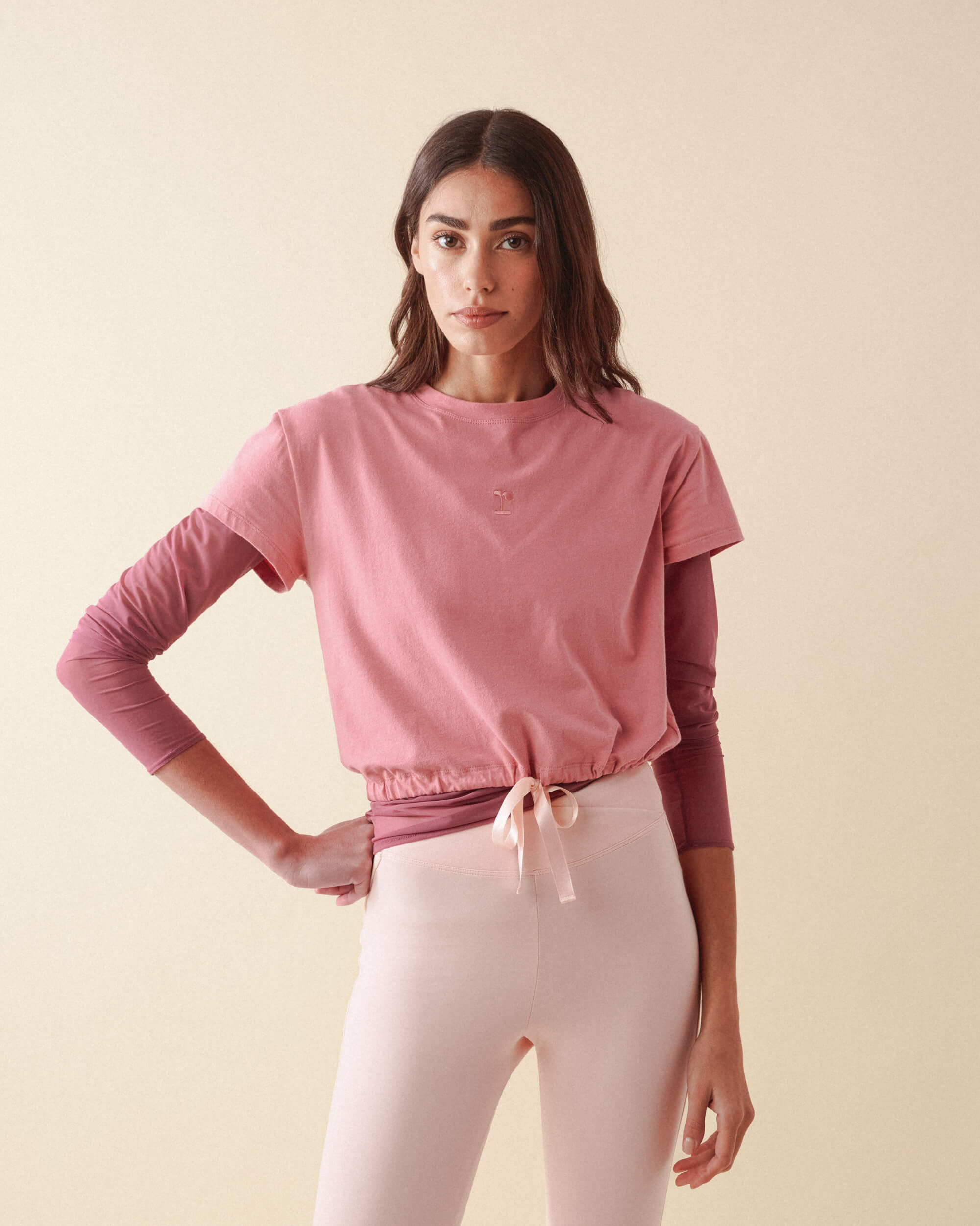 Signature satin cropped T-shirt