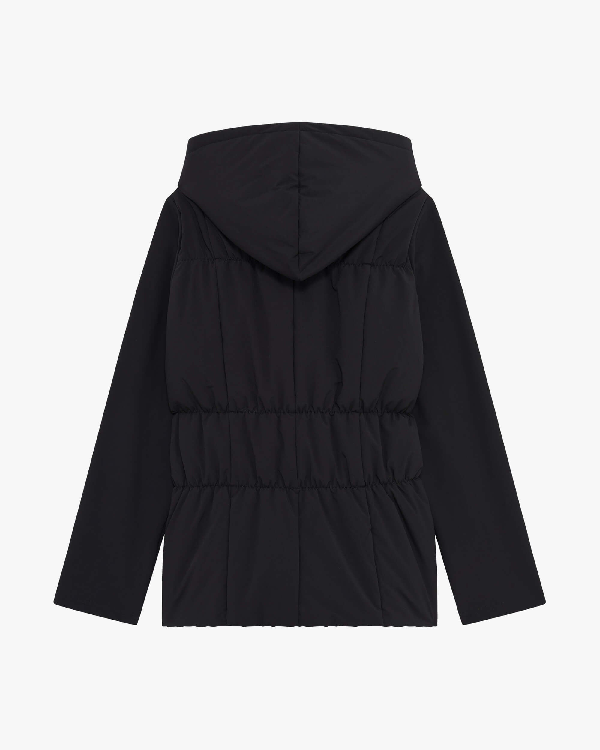 Mixed-material puffer jacket