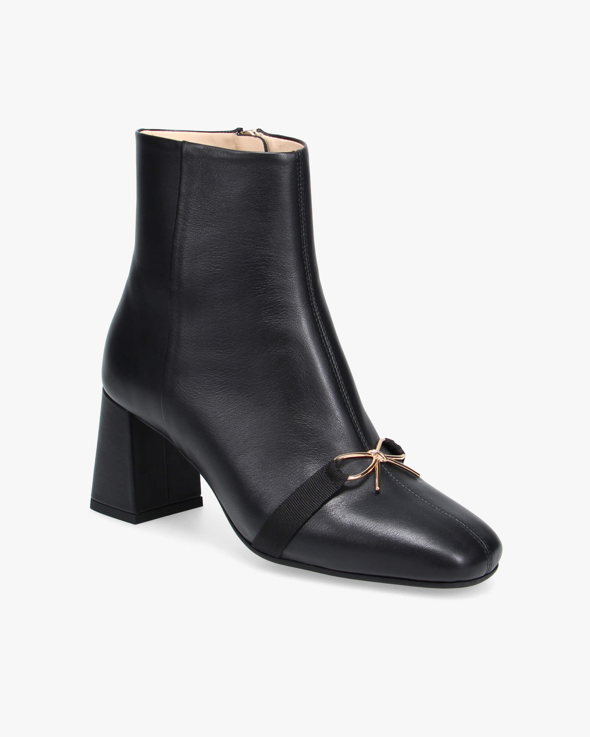 Phoebe metallic bow ankle boots