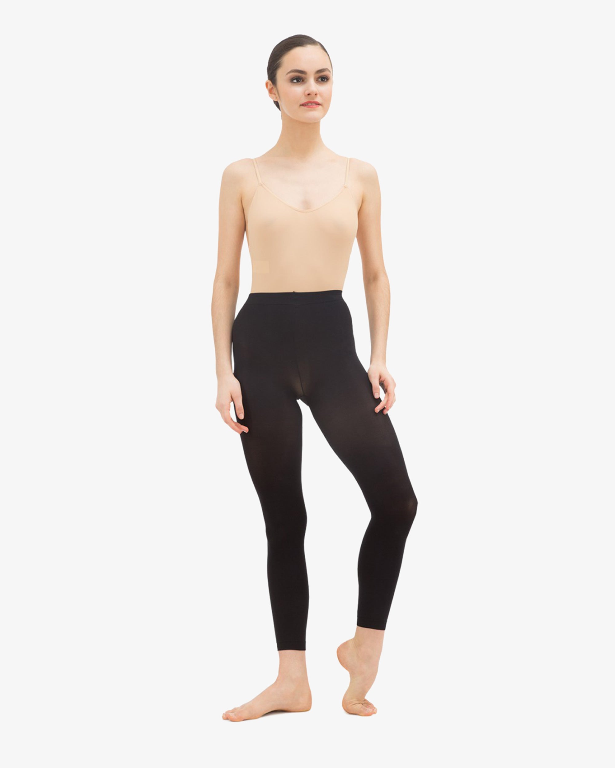 Essentials Black Footless Dance Tights Adults