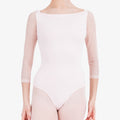 Justaucorps manches 3/4 en dentelle Rose