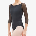 Justaucorps manches 3/4 en dentelle Noir
