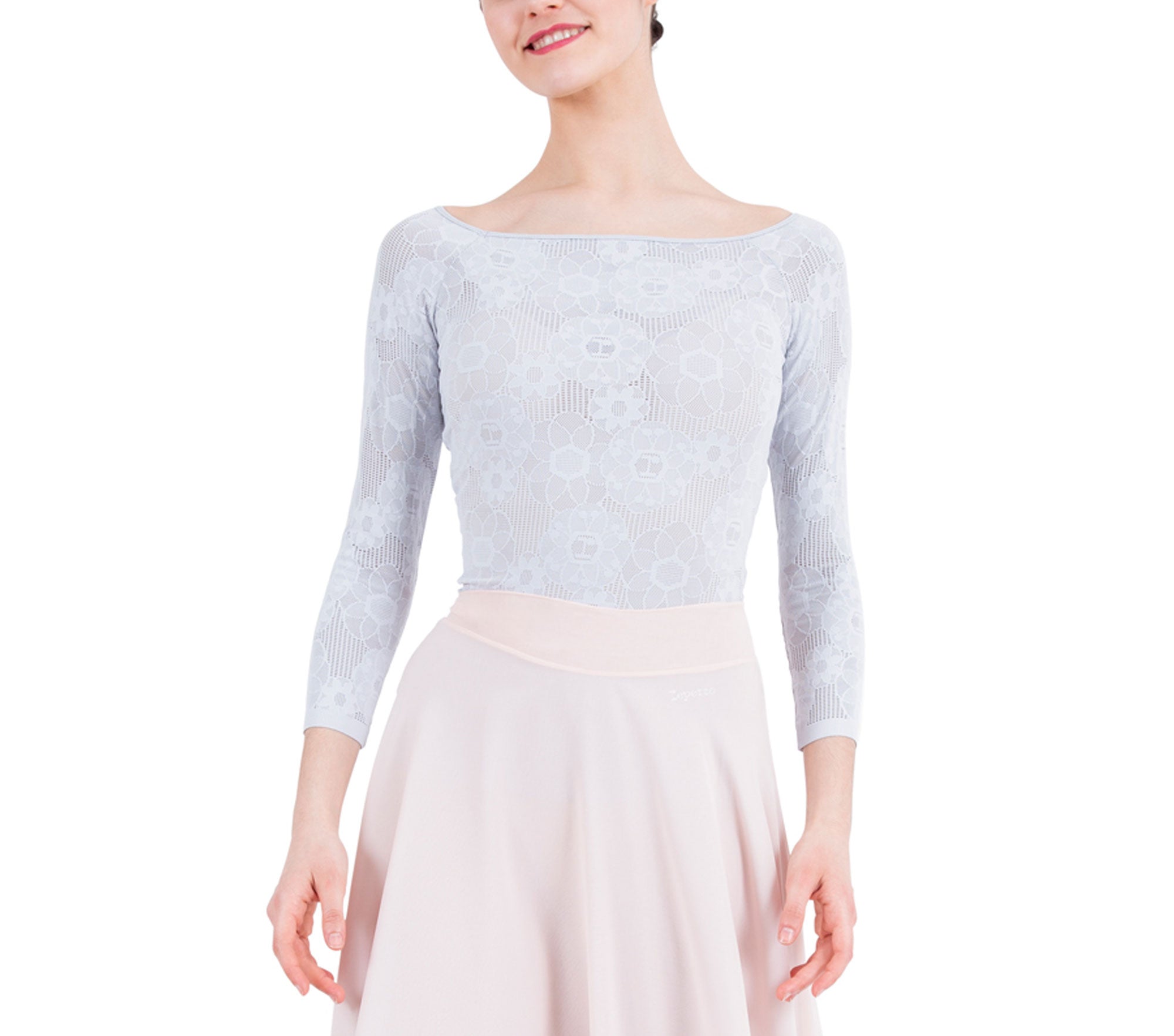 Top manches longues en dentelle Gris Perle