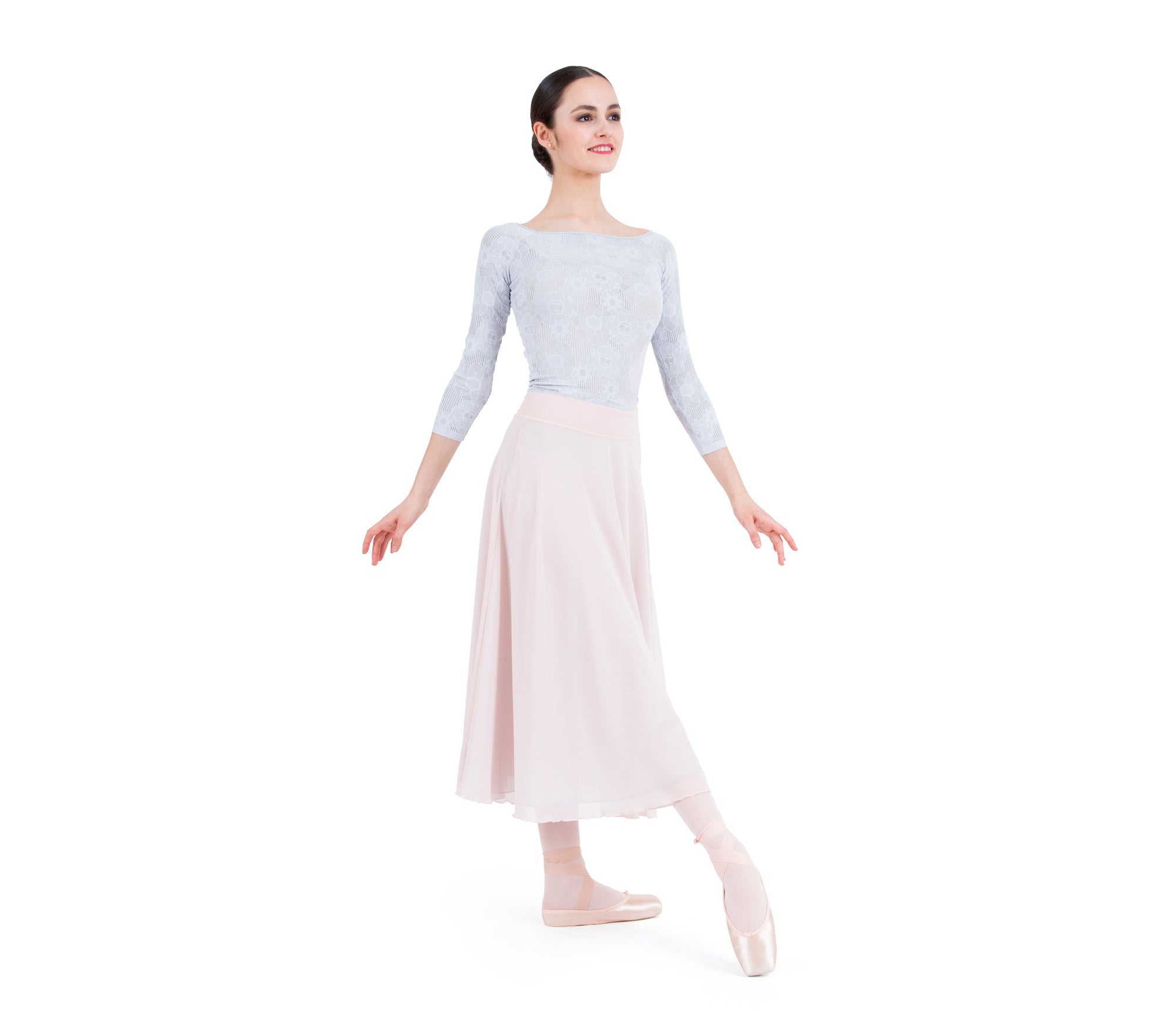 Top manches longues en dentelle Gris Perle