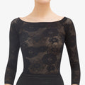 Top manches longues en dentelle rosace Noir