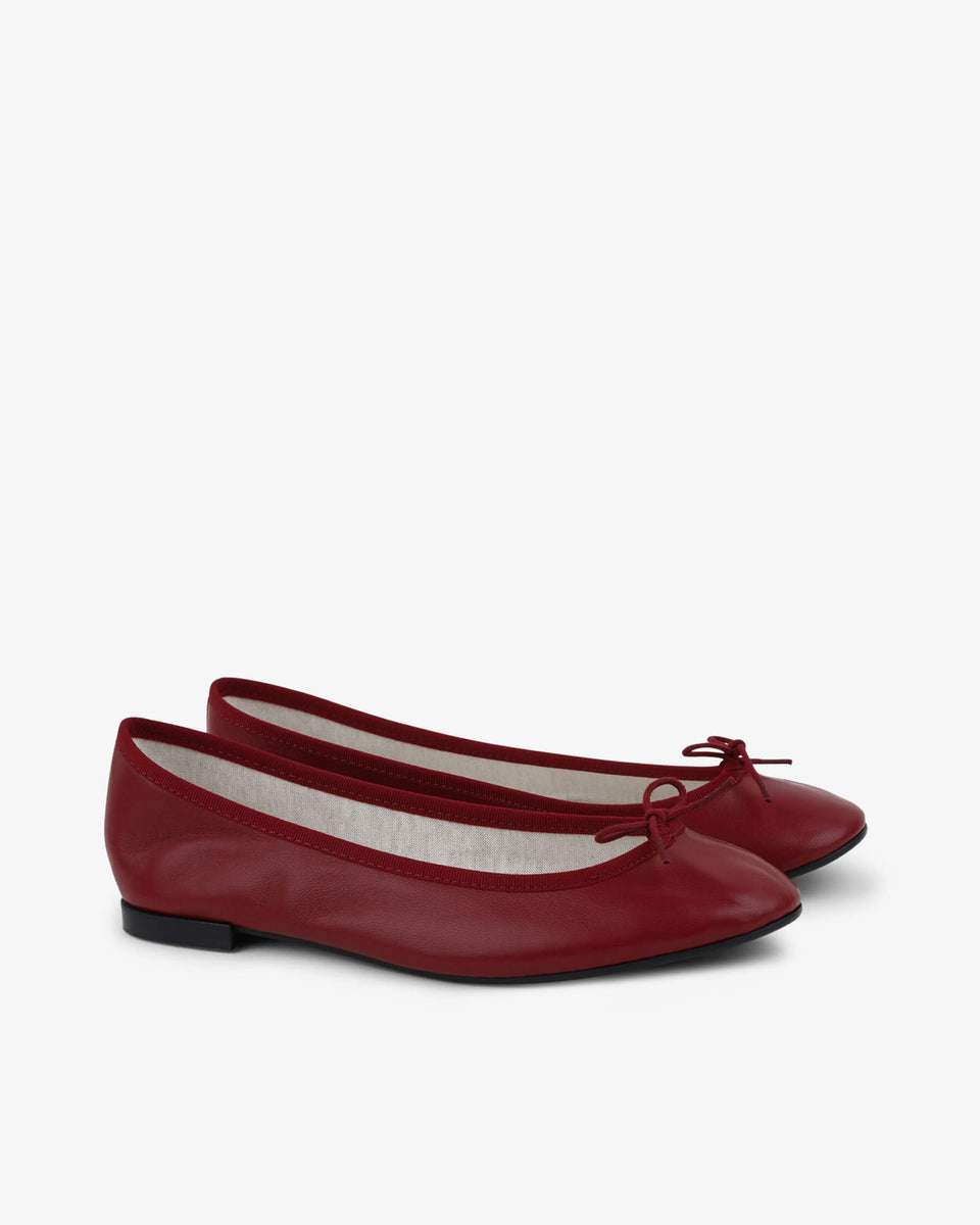 Ballerines Cendrillon cuir Rouge profond|Repetto Paris