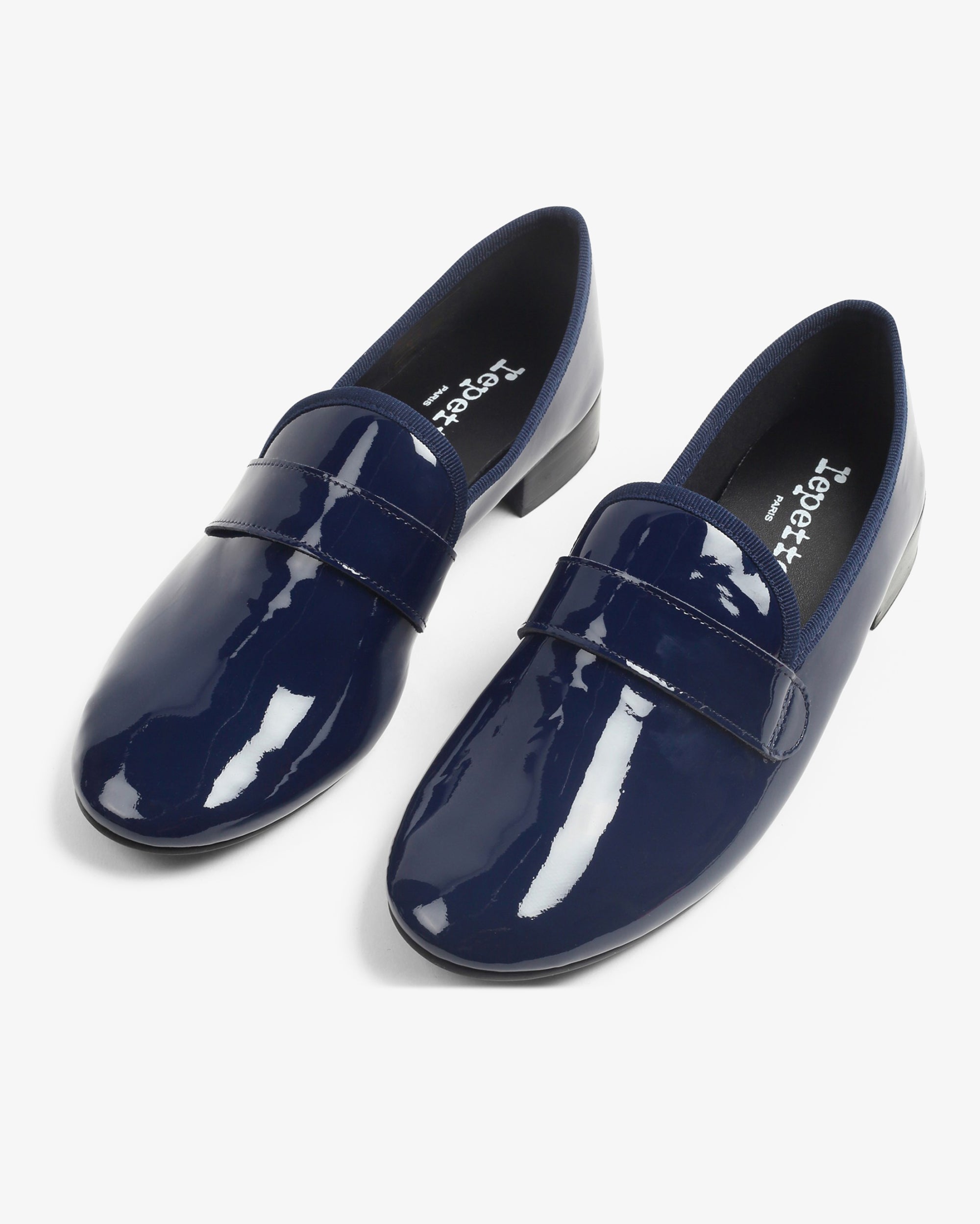 Mocassins Michael cuir verni Bleu Classique Repetto Paris