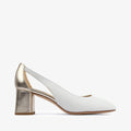 Escarpins cuir Terry Blanc et Or clair bulle